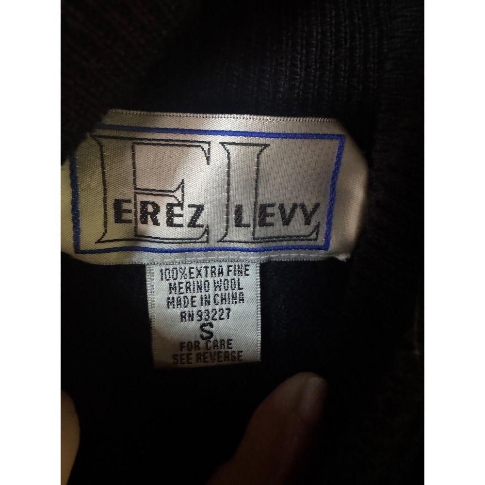 Erez Levy Black Extra Fine Merino Wool Turtleneck Sweater Women Small RN 93227